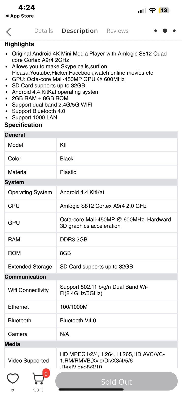 KIl Android 4K Amlogic S812 Quad Visit Core Mini Media Player