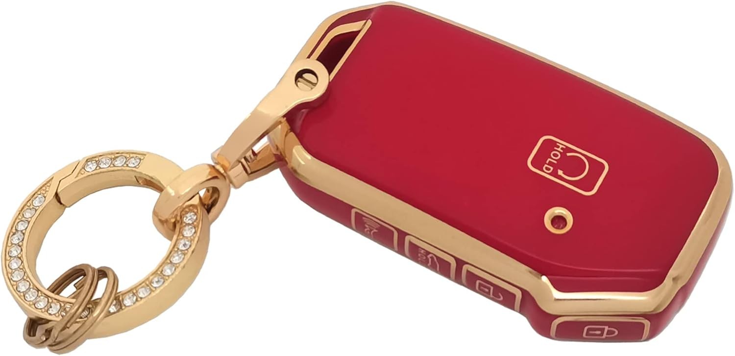 Key Fob Cover with Keychain Soft TPU Full Protection Car Key Case Cover Red