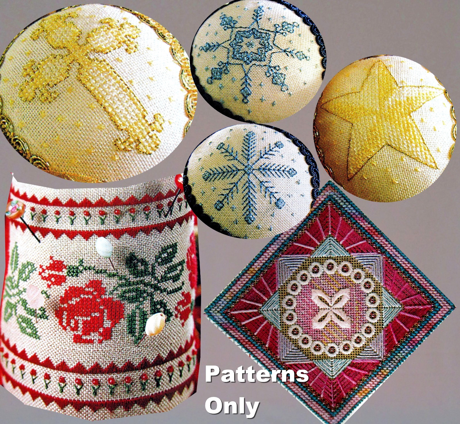 Romantic Roses Golden Cross Star Snowflakes Purple Star CROSS STITCH PATTERNS