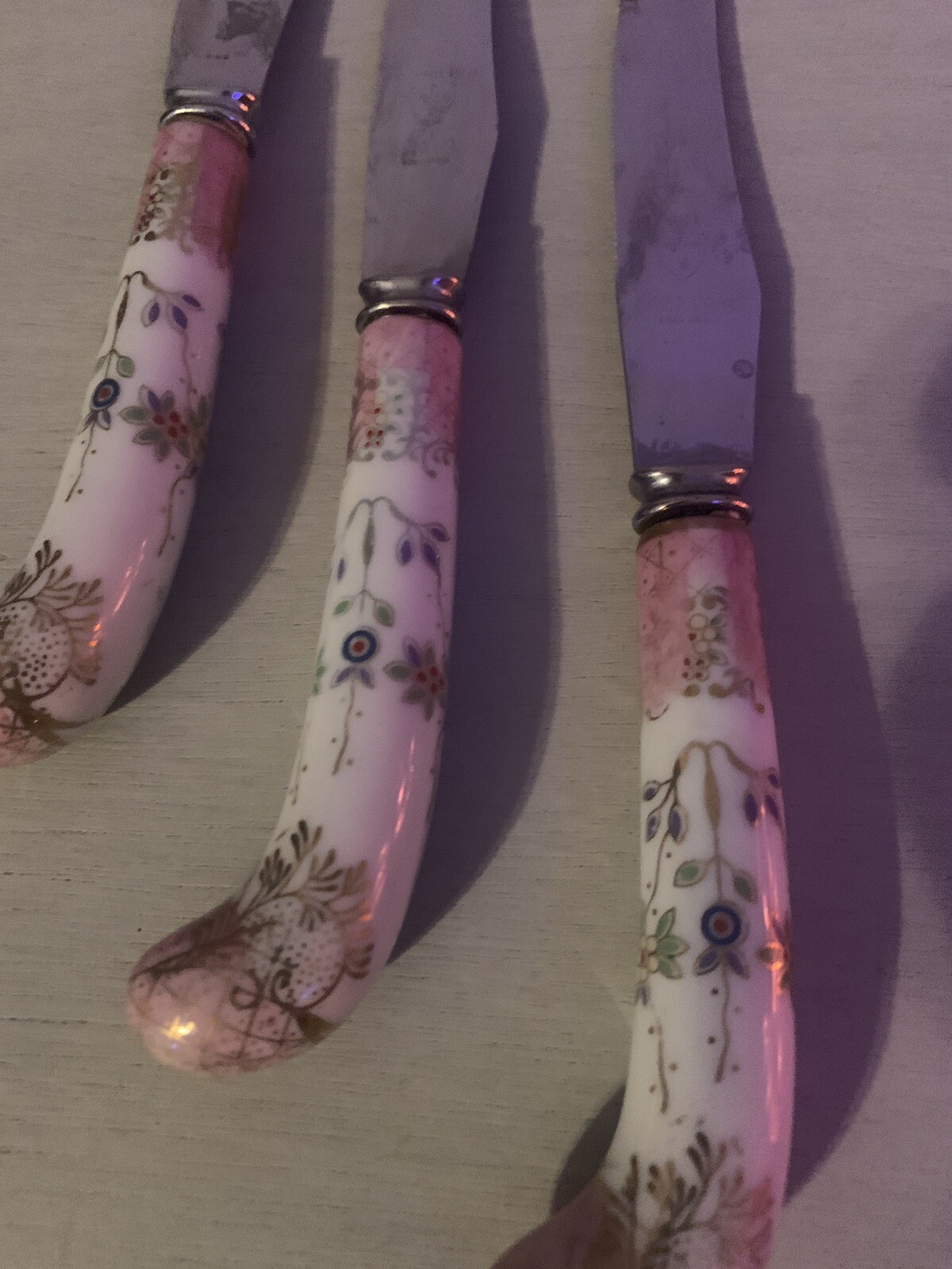 Sheffield Knives Porcelain Pink Handle Stainless Vintage