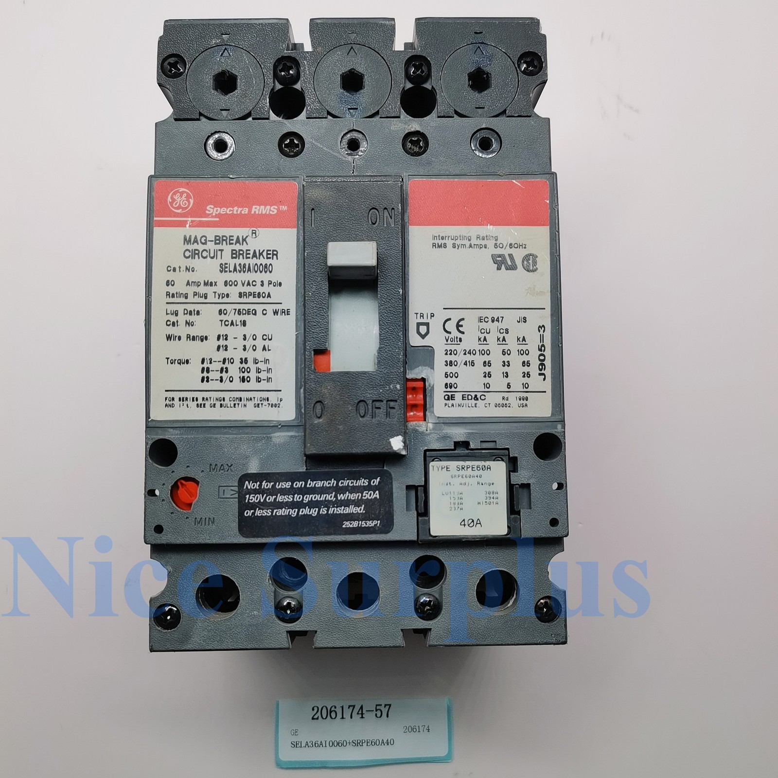 （1 PCS）GE Circuit Breaker SELA36AI0060 with SRPE60A40#206174-57
