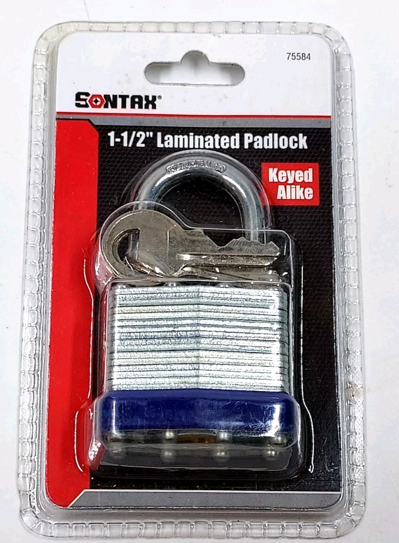 Brand New Sontax Laminated Steel Padlock with 1-1/2 Shackle