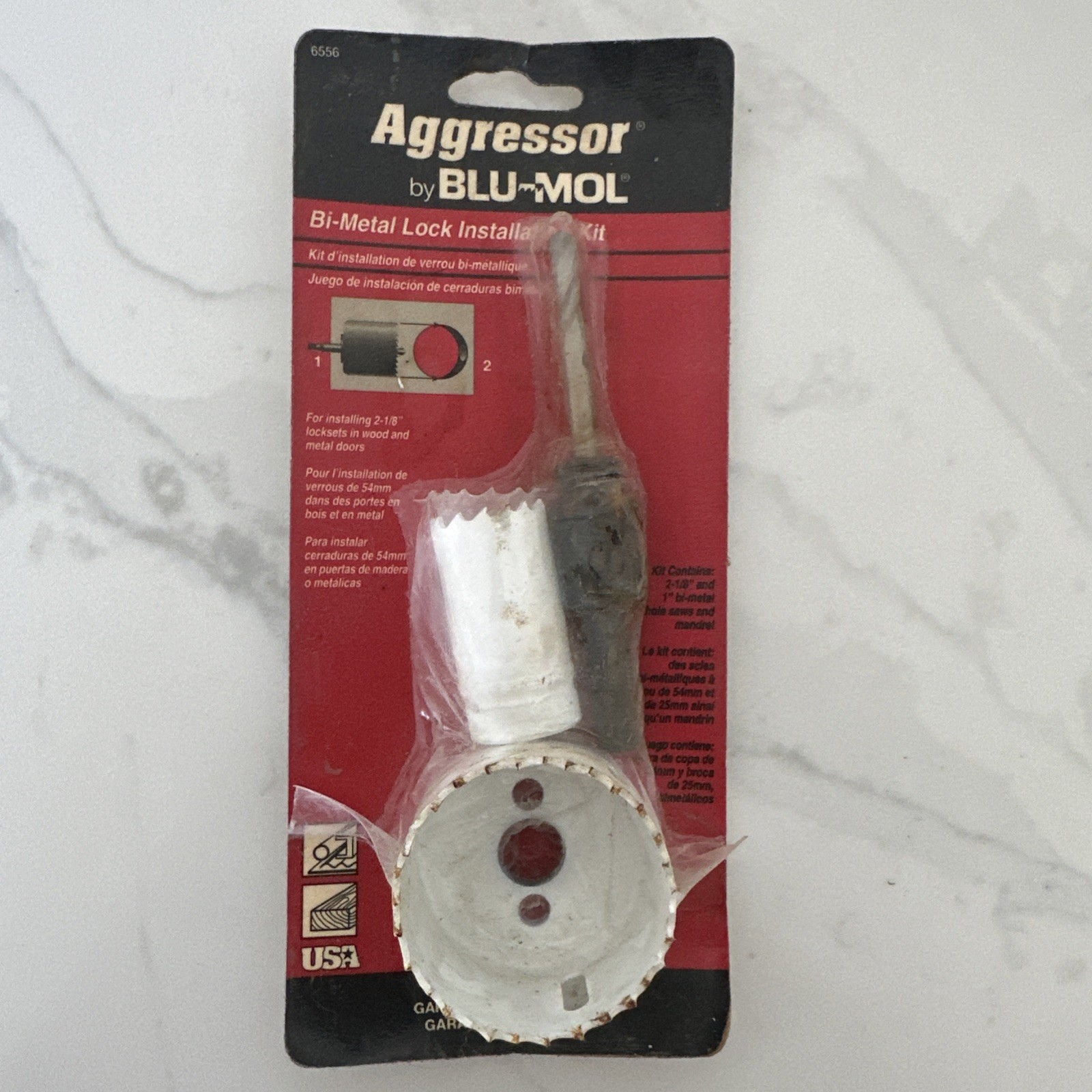 Blu Mol Metal & Wood Door Lock Installation Kit Bi Metal Hole Saw 2-1/8 & 1” USA