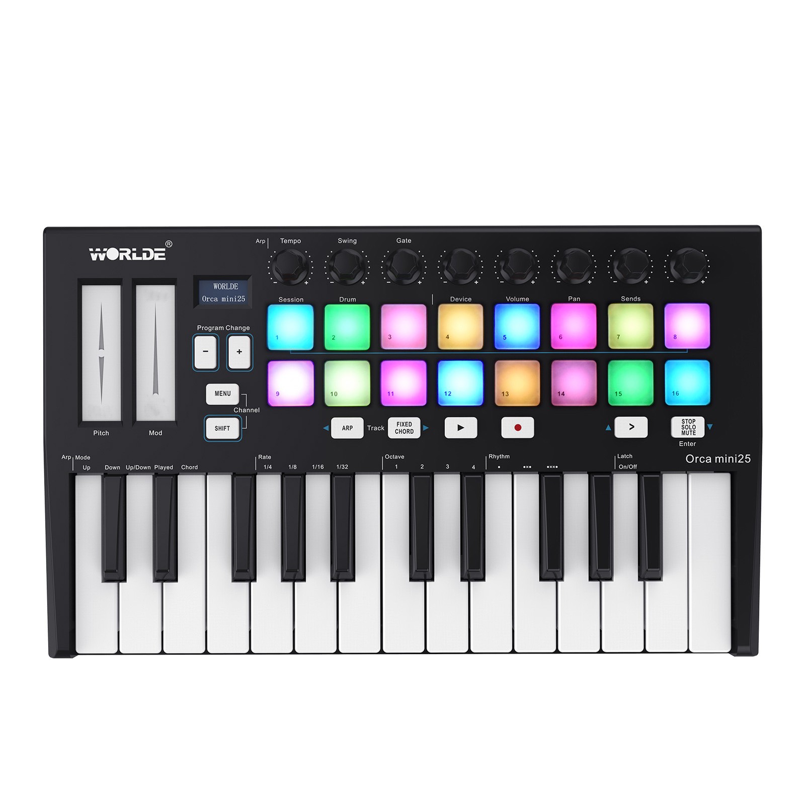 WORLDE Orca Mini25 Portable 25-Key USB MIDI Keyboard Controller With 16 XVWZ