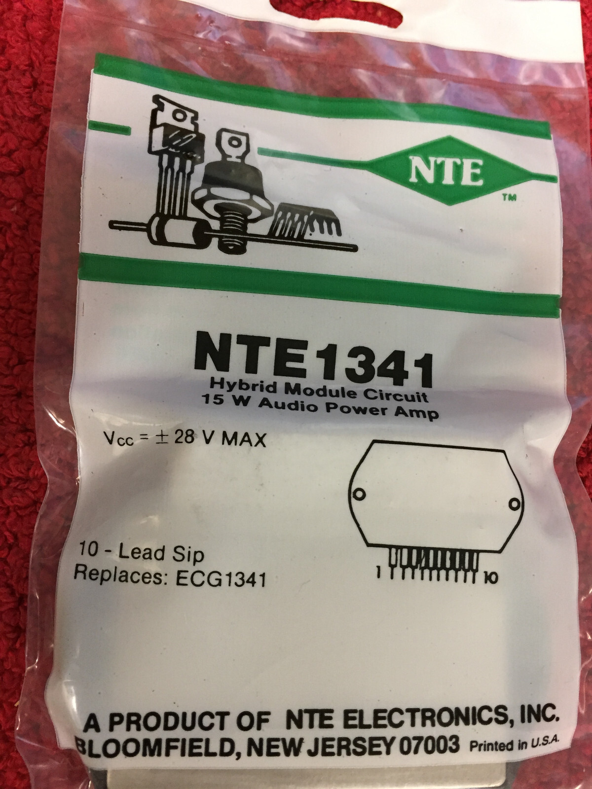 NTE1341 HYBRID MODULE CIRCUIT 15W AUDIO POWER AMP