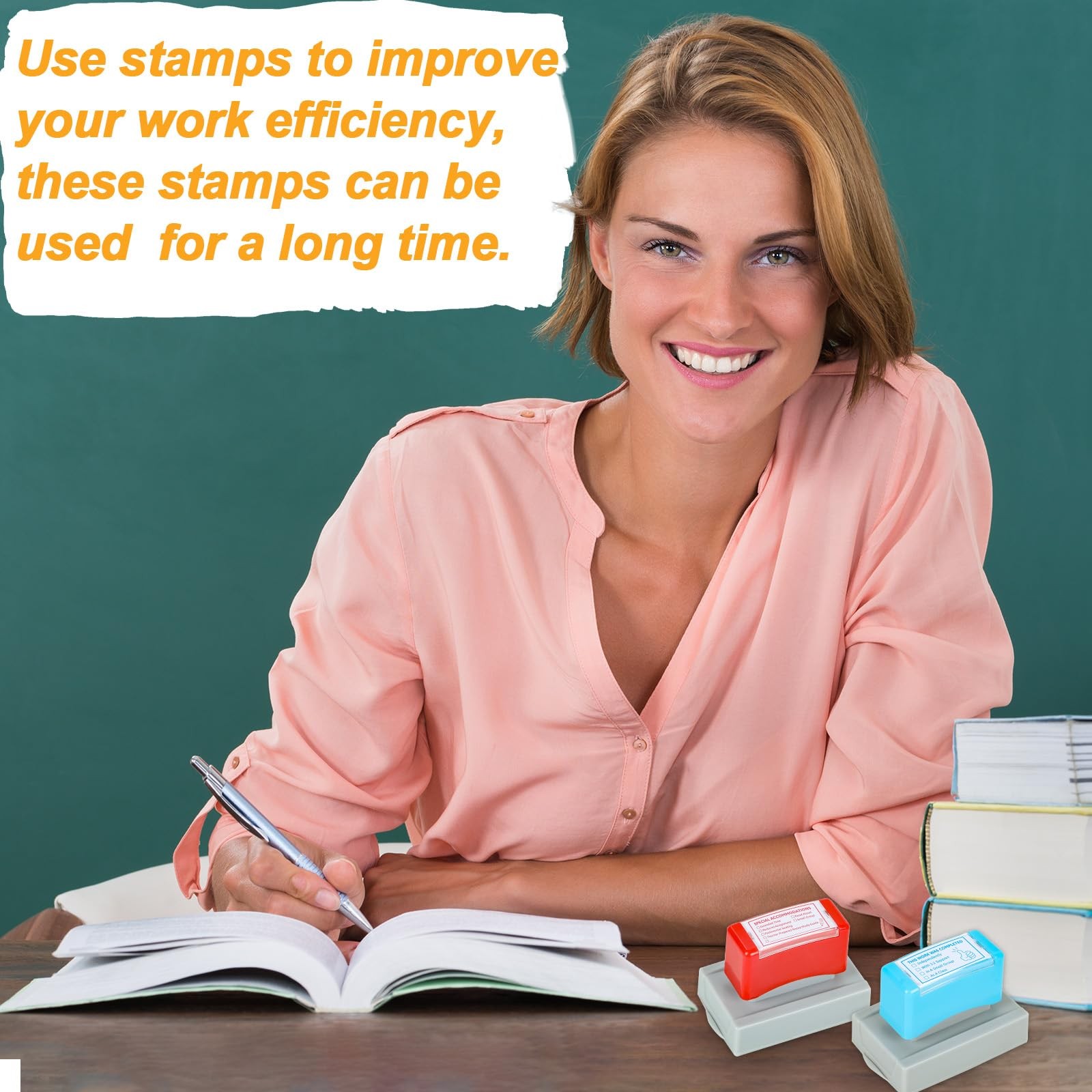 2 PCS Teacher Stamps for Classroom Self-inking Accommodations Stamp Set Compl...