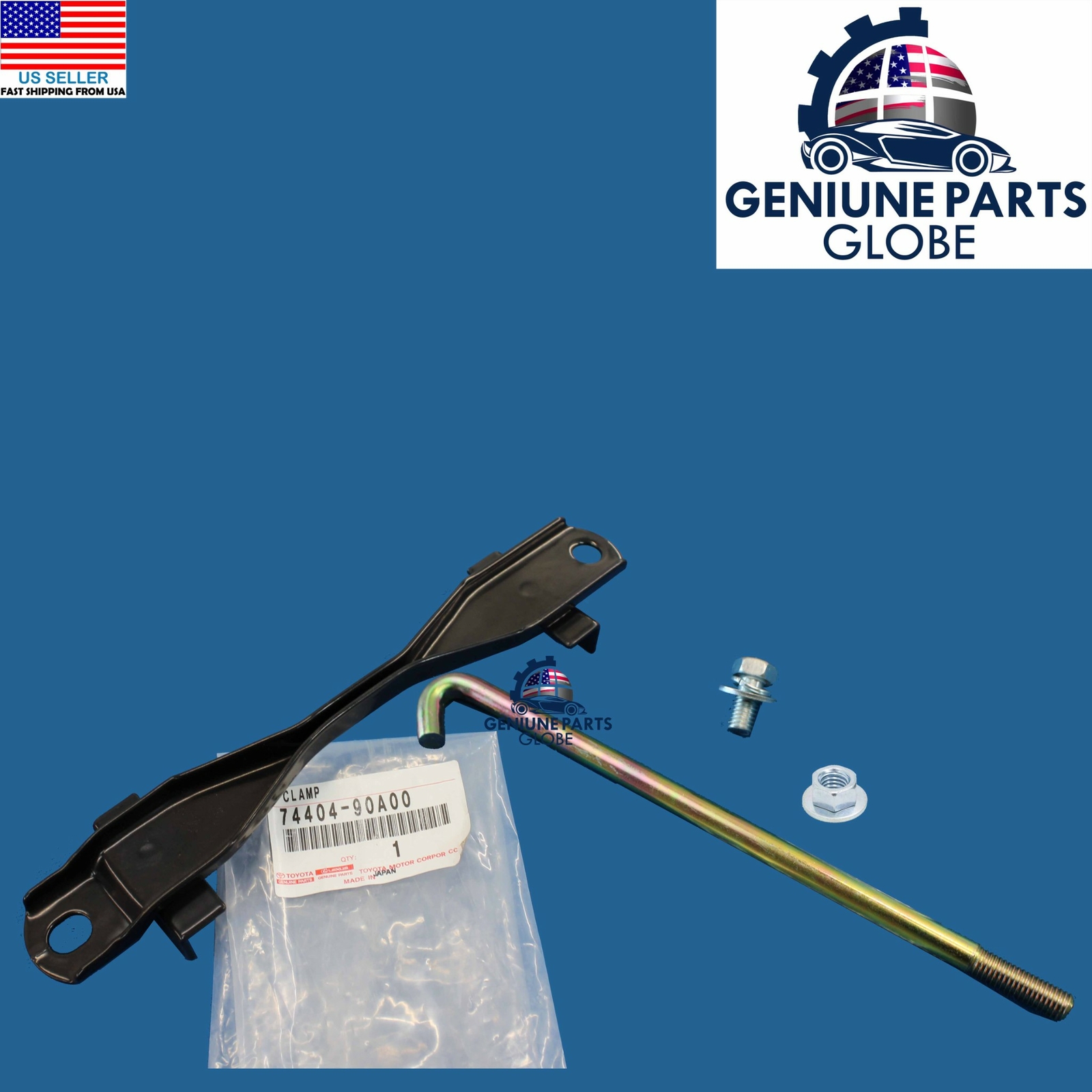 GENUINE TOYOTA 81-90 LAND CRUISER FJ62 BATTERY HOLD DOWN CLAMP W/BOLT & NUT KIT