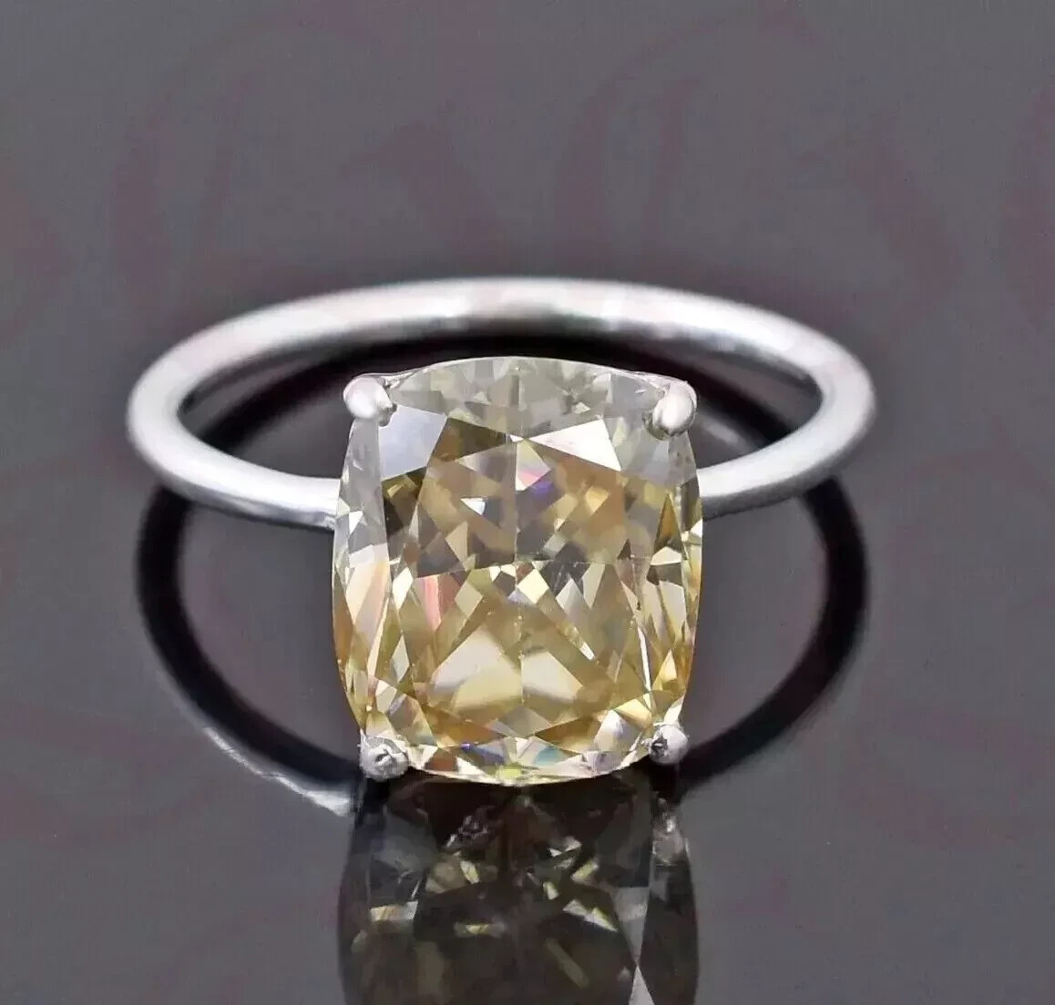 5.30 Ct Certified Treated Champagne Diamond Ring 925 Silver Prong Setting