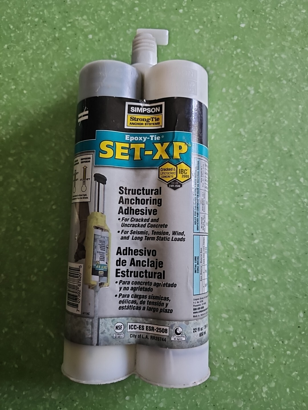 Free Shipping 1 New SIMPSON STRONG TIE SET-XP22 22OZ EpoxyTie Cartridge Adhesive