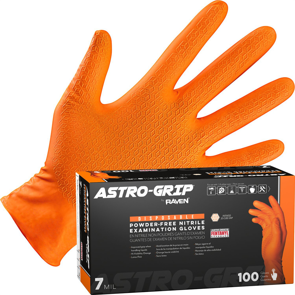SAS Safety Astro-Grip Powder-Free Exam Grade Nitrile Disposable Gloves - 7 Mil -