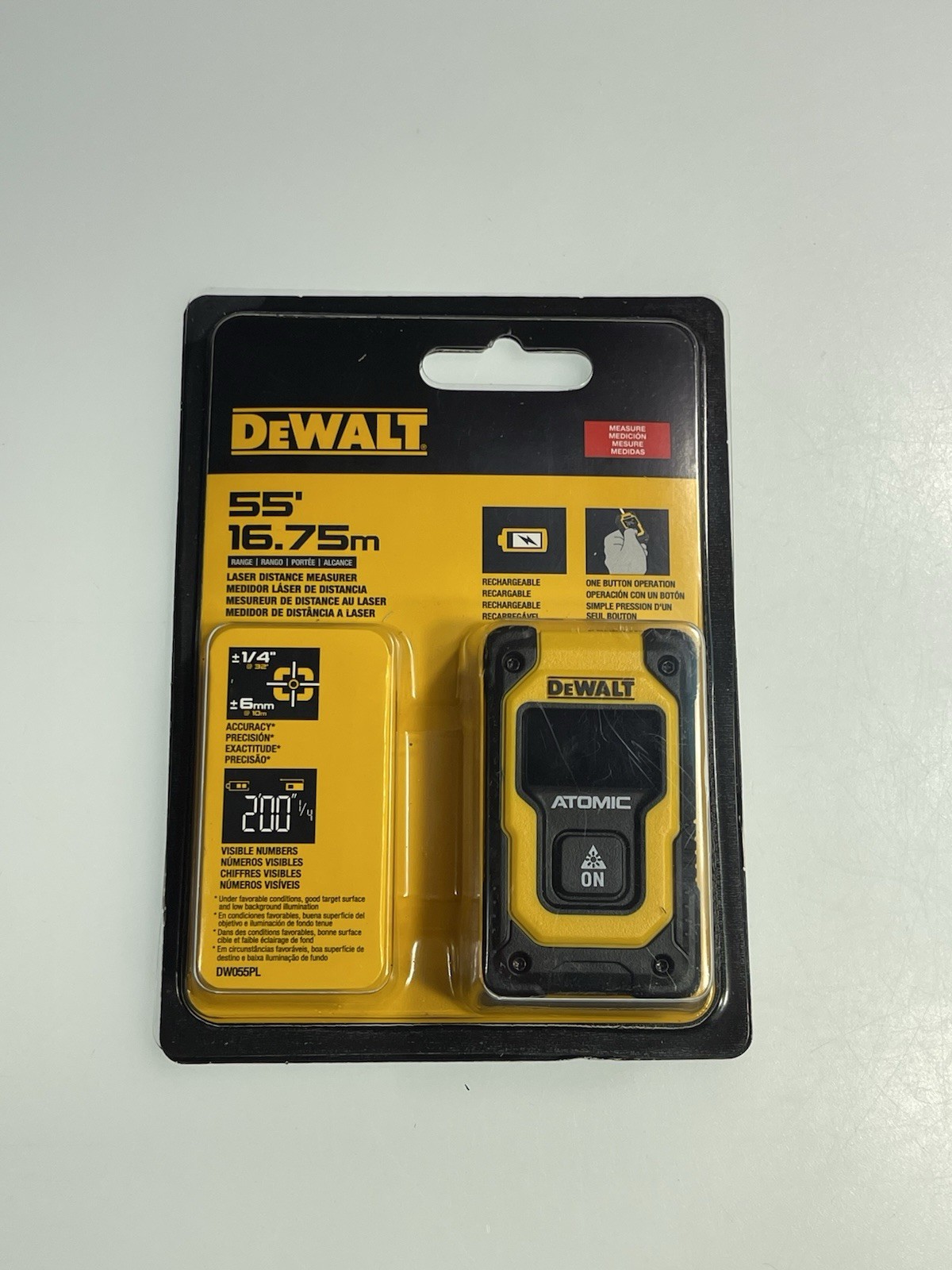 Dewalt 55’ 16.75m Rechargeable Laser Distance Measurer DW055PL