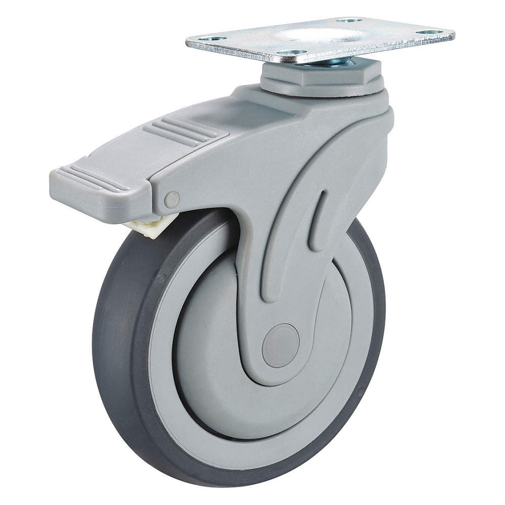 GRAINGER APPROVED P17S-RP050K-12-DL-001 Plate Caster,Swivel,Rubber,6 7/8"H 1MML6