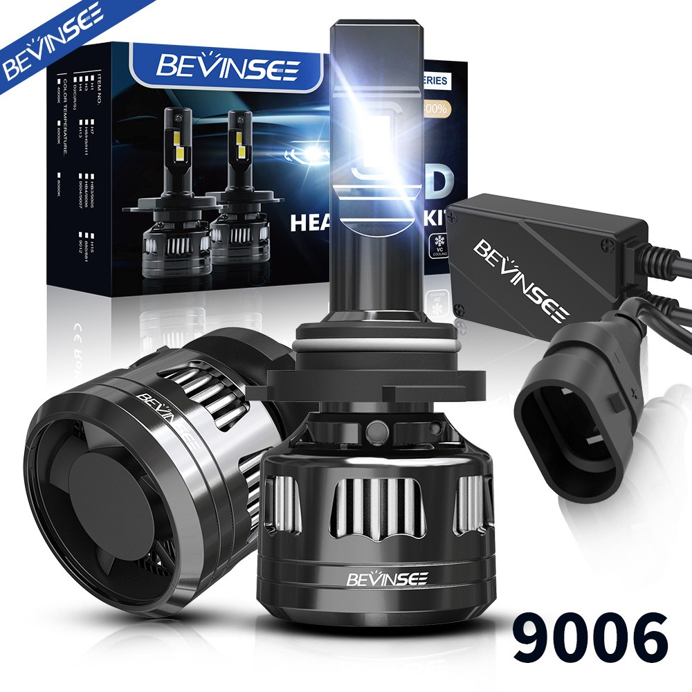 BEVINSEE V45 9006 HB4 CSP LED Headlight Bulbs Low Beam 120W 22000LM Bright White