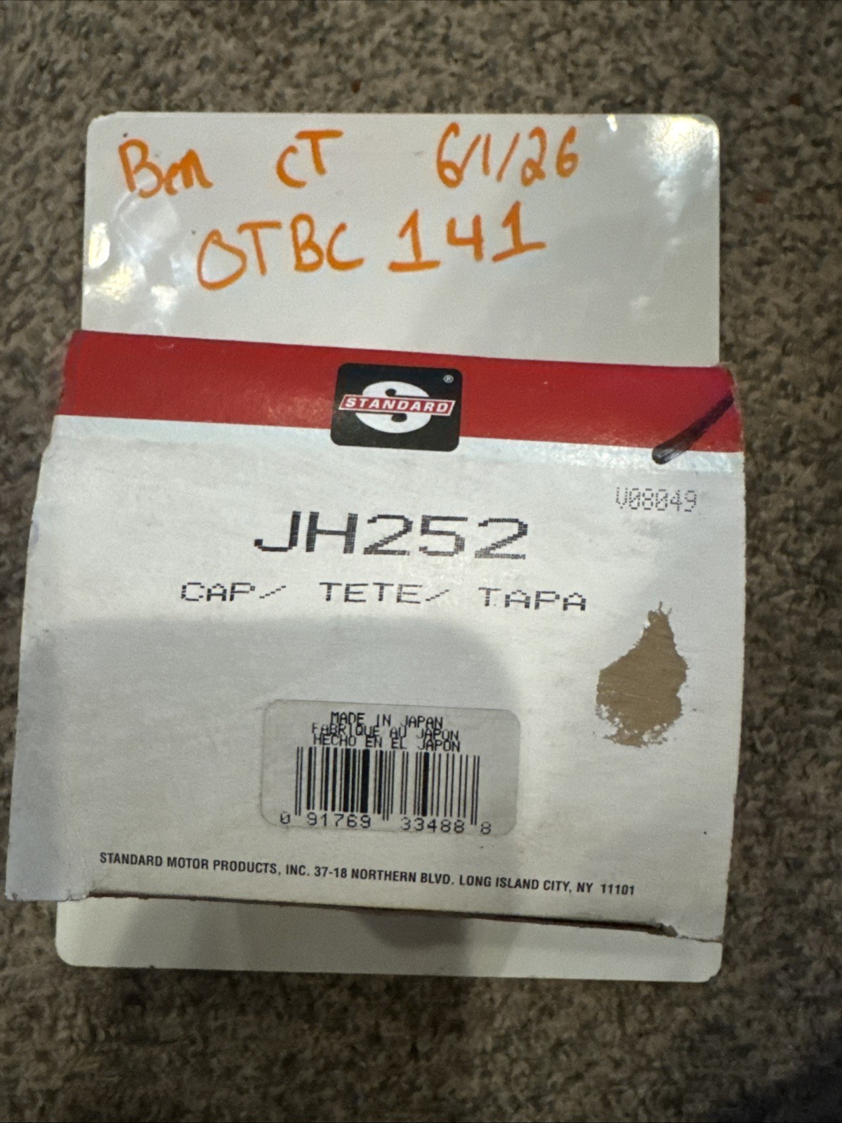 Standard, JH252, Distributor Cap With Hardware, New In Box, Genuine Standard