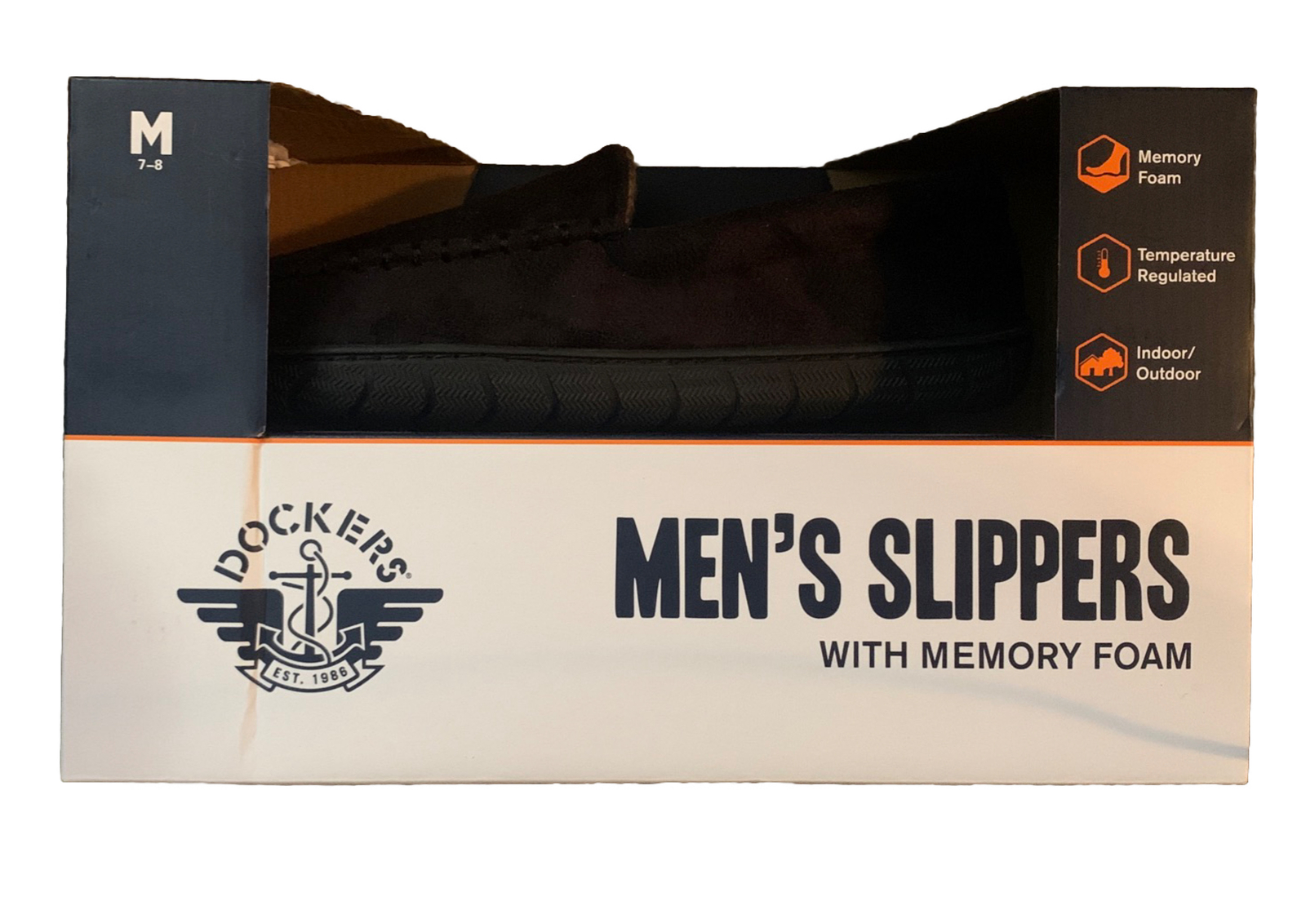 New Dockers Slippers Mens Size 7-8 (Med) US Comfortable Memory Foam Black