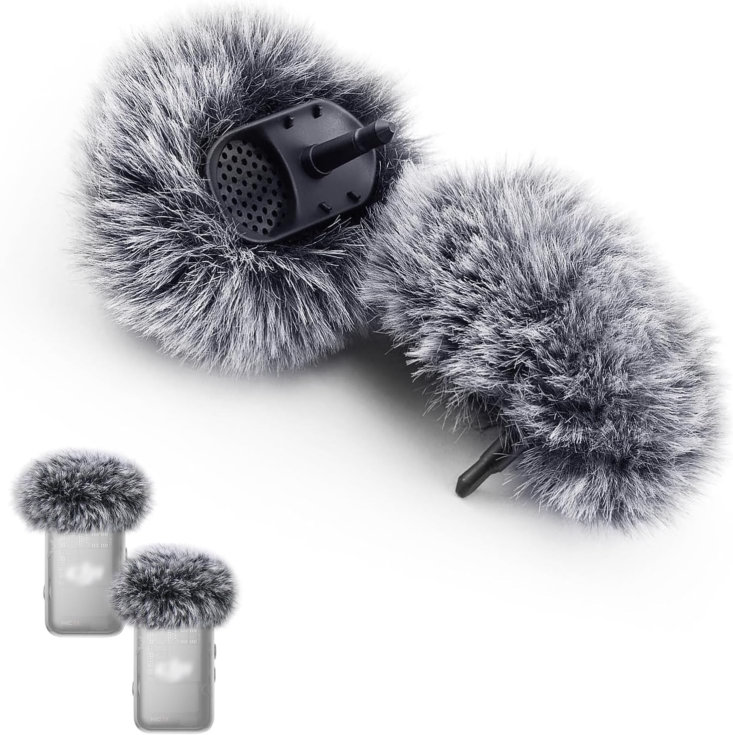 2-Pack Windscreen Compatible with DJI Mic 2 3.5mm Plug x 2  Gray