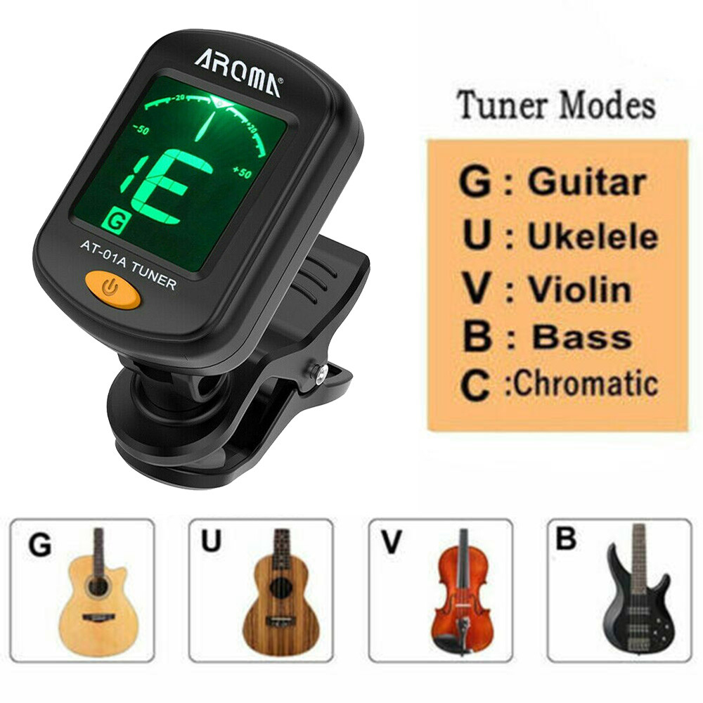 LCD Clip on Chromatic Tuner for Acoustic Electric Guitar Bass Ukulele Banjo