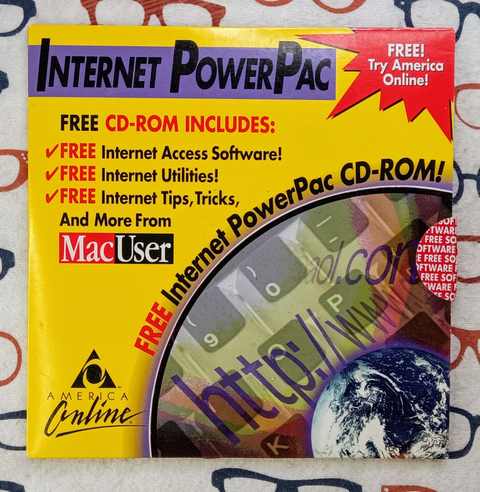 America Online Internet Power Pac 1995 Macintosh CD-ROM MacUser Magazine