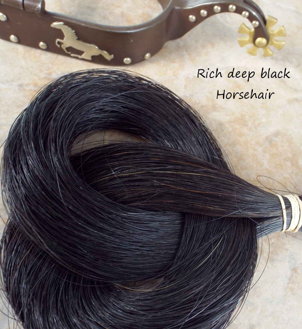 HORSEHAIR, deep black, great crafts, jewelry, genuine TAIL HAIR, 2 ounces