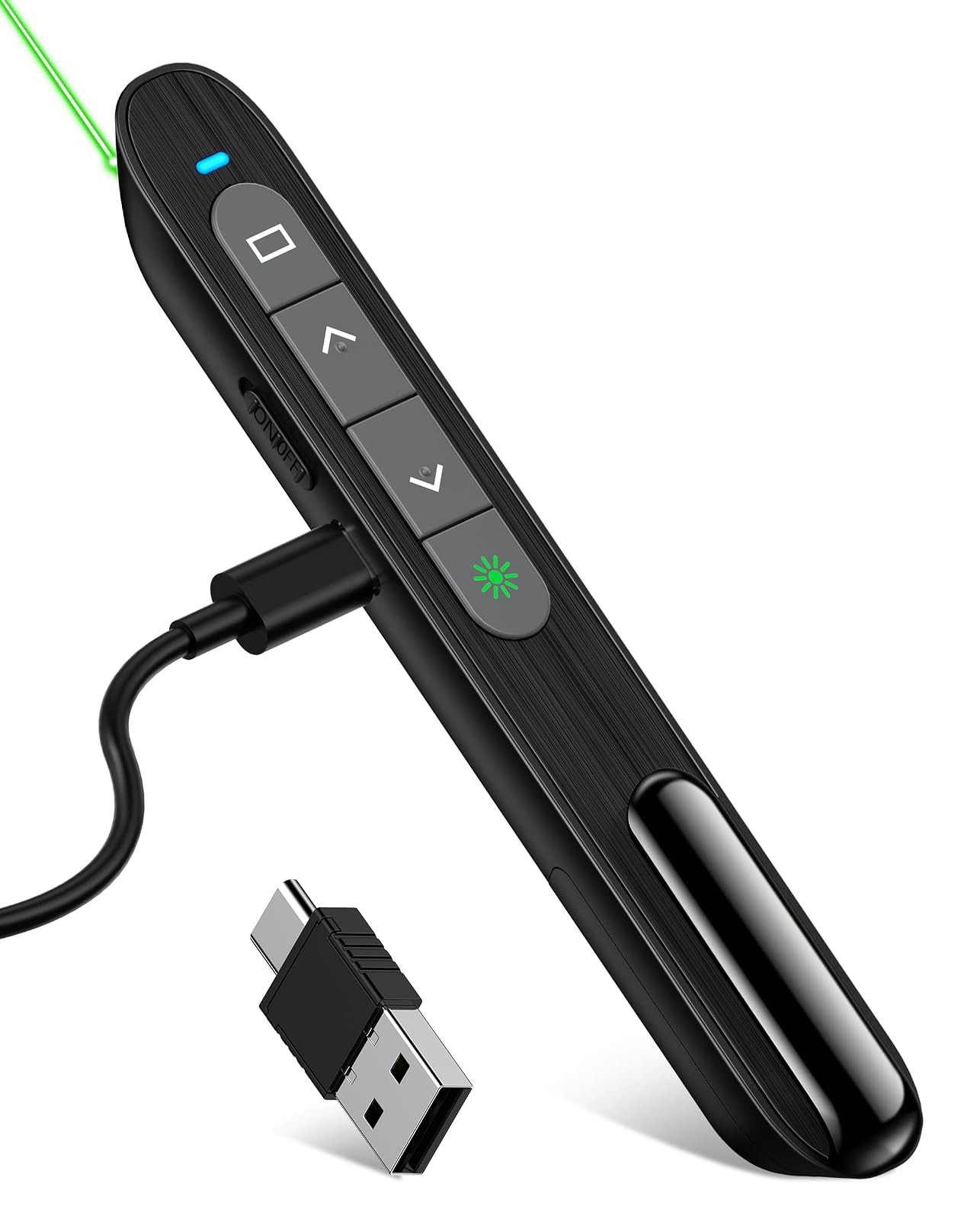 USB C Rechargeable Presentation Clicker Remote Slide Advancer Volume Control