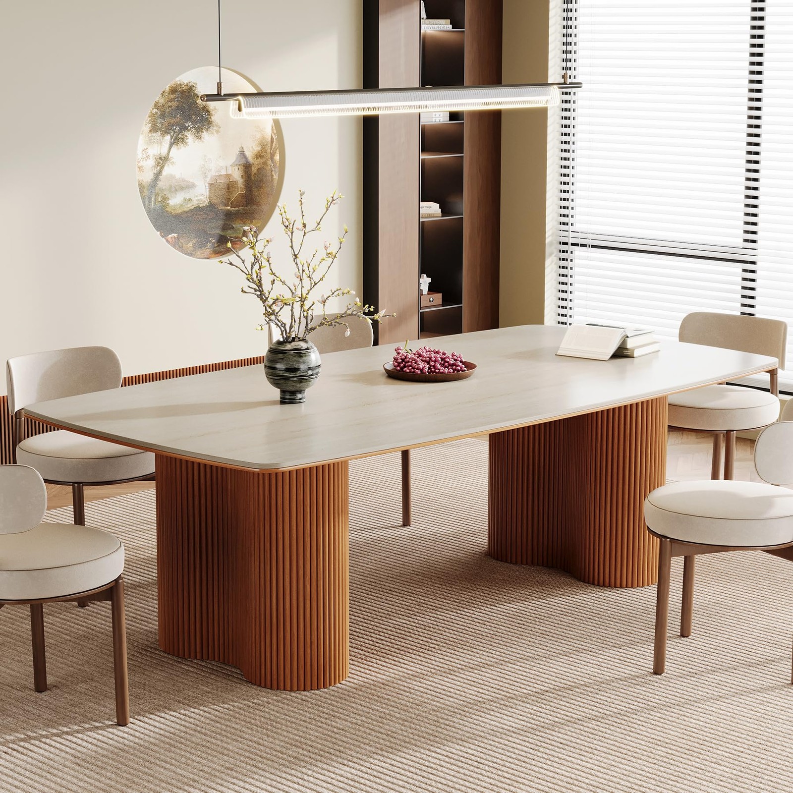 78.7" Sintered Stone Dining Table for 8-10，Luxury Rectangular Kitchen Table w...