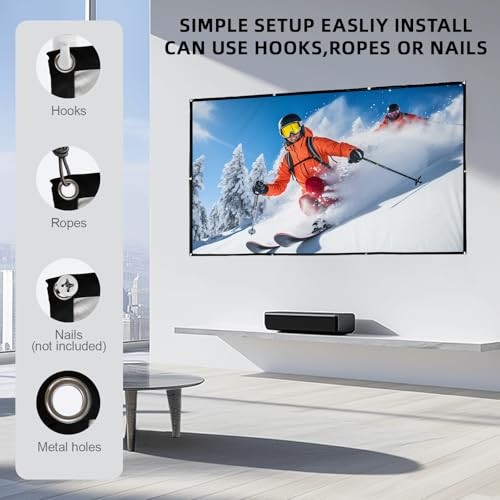 4K Projector Screen, 16:9 HD Foldable Portable Double Sided Anti 100"16:9