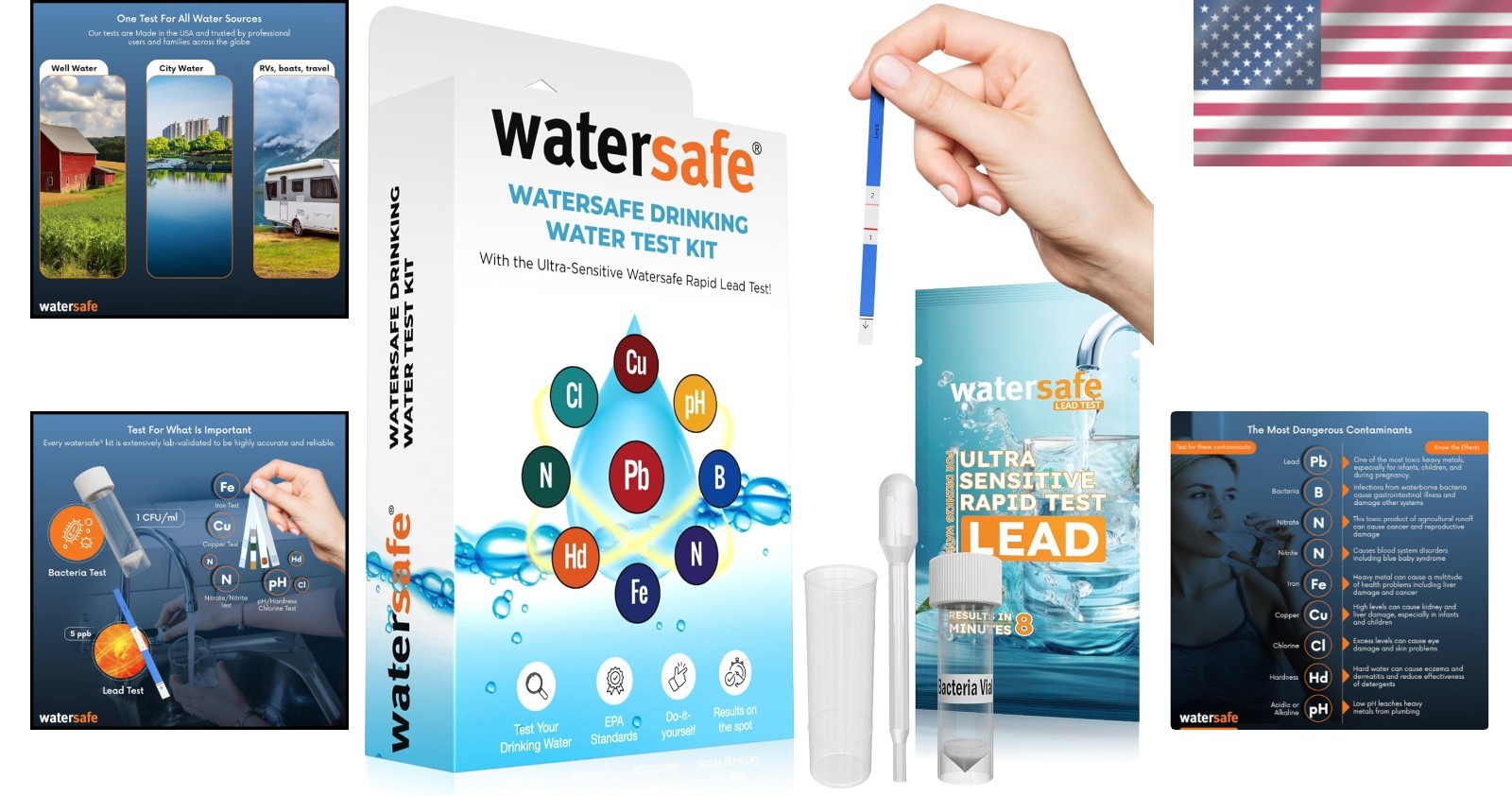 Water Testing Kit - Lead, Bacteria, pH, Nitrates