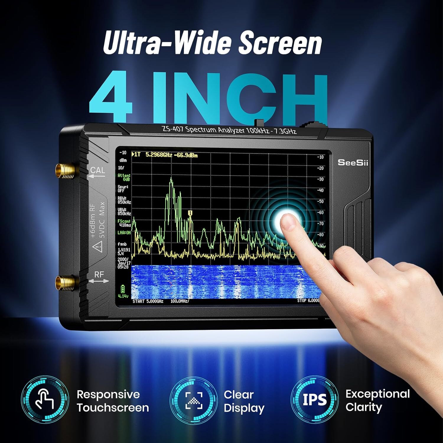 Tinysa Ultra+ ZS407 Spectrum Analyzer 100kHz–7.3GHz Tiny Frequency Analyzer