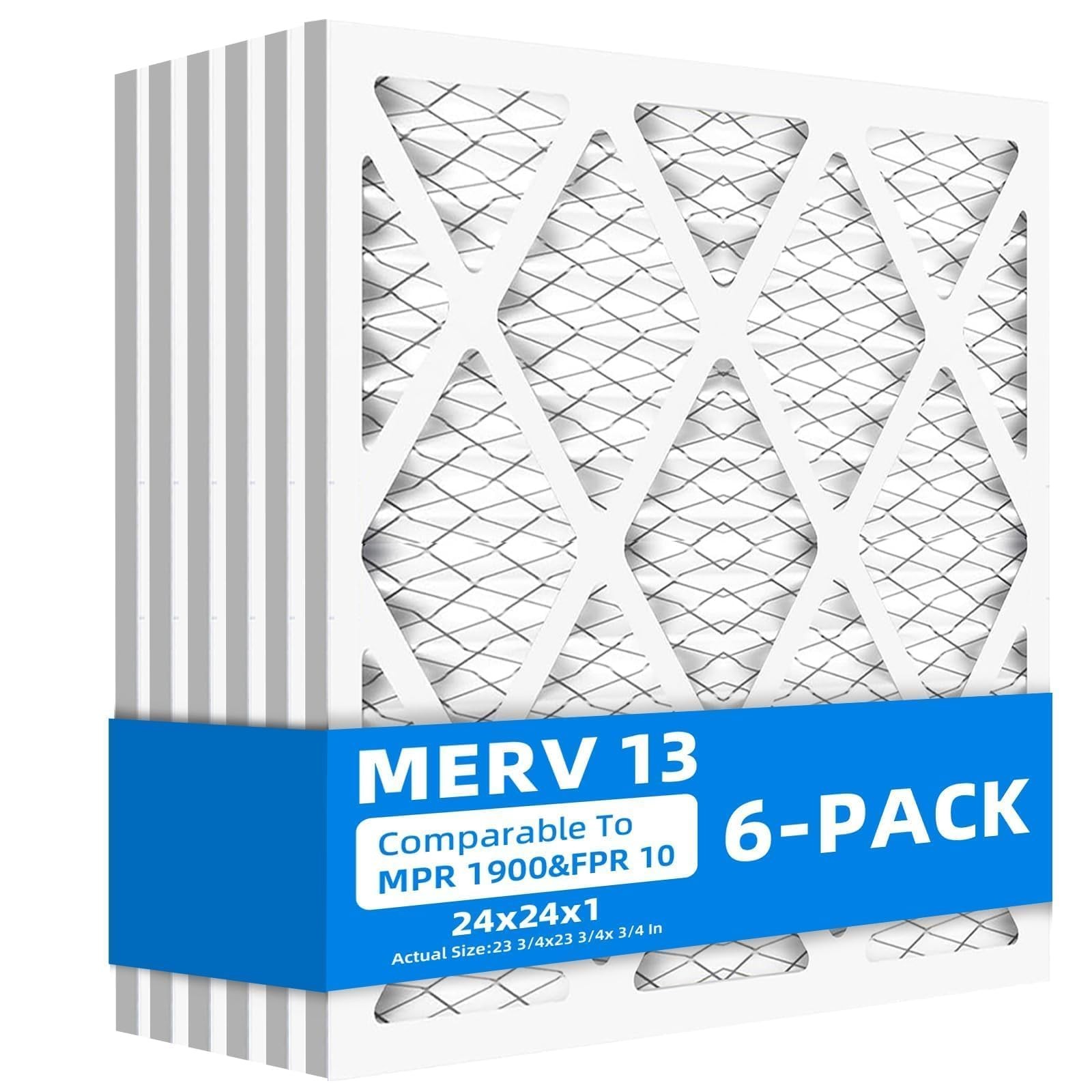 Chenzhit (6 Pack) 24x24x1 Furnace Air Filters, MPR 1900 6-Pack, White