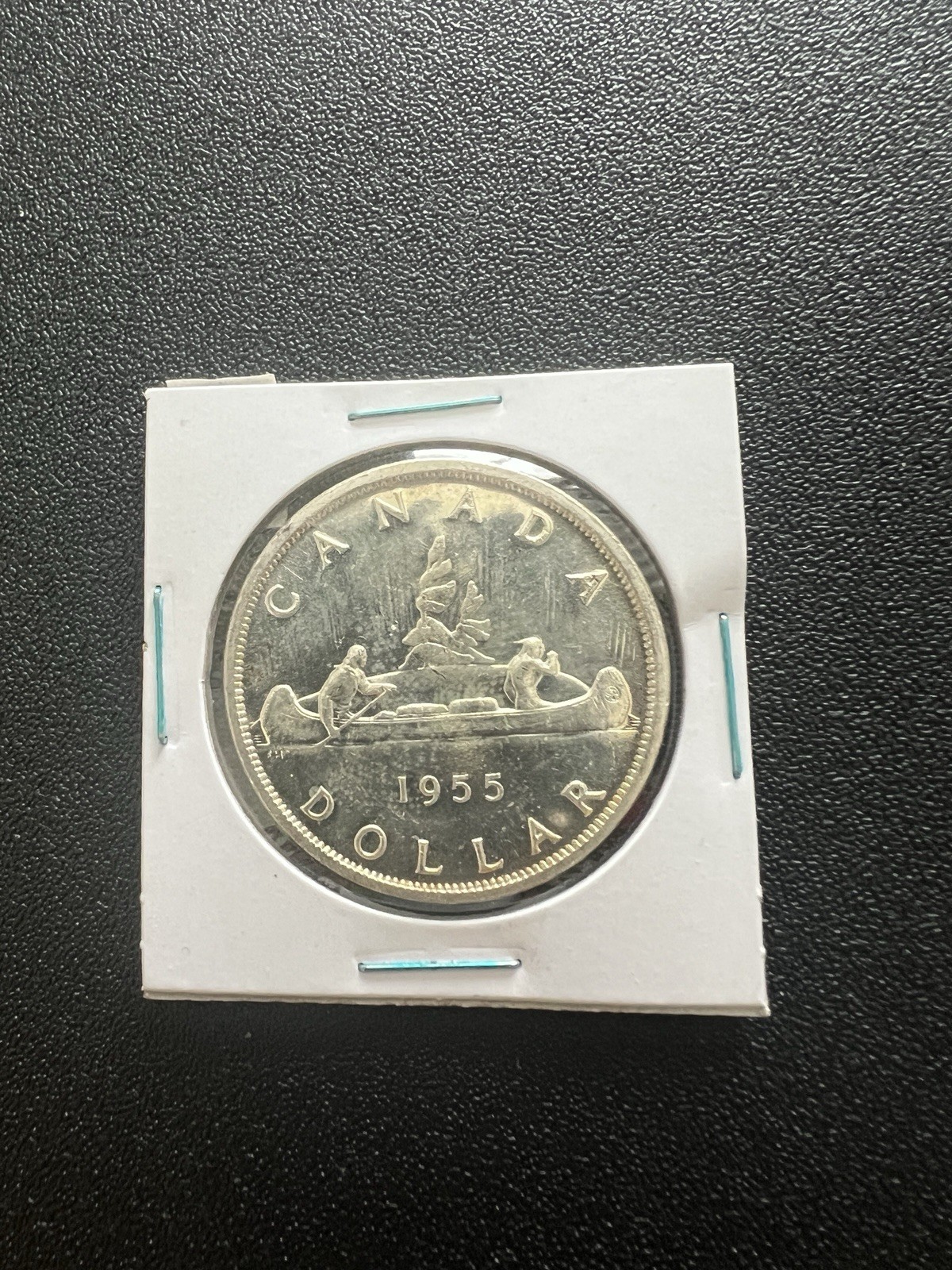 1955 - Canada 1 SILVER dollar - In Good Condition And Other side Black Color.