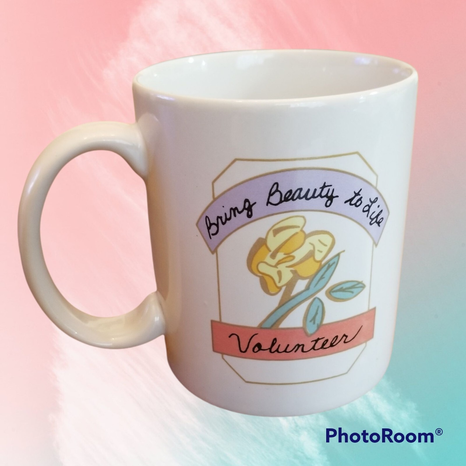 Vintage Rose Mug + White + Yellow