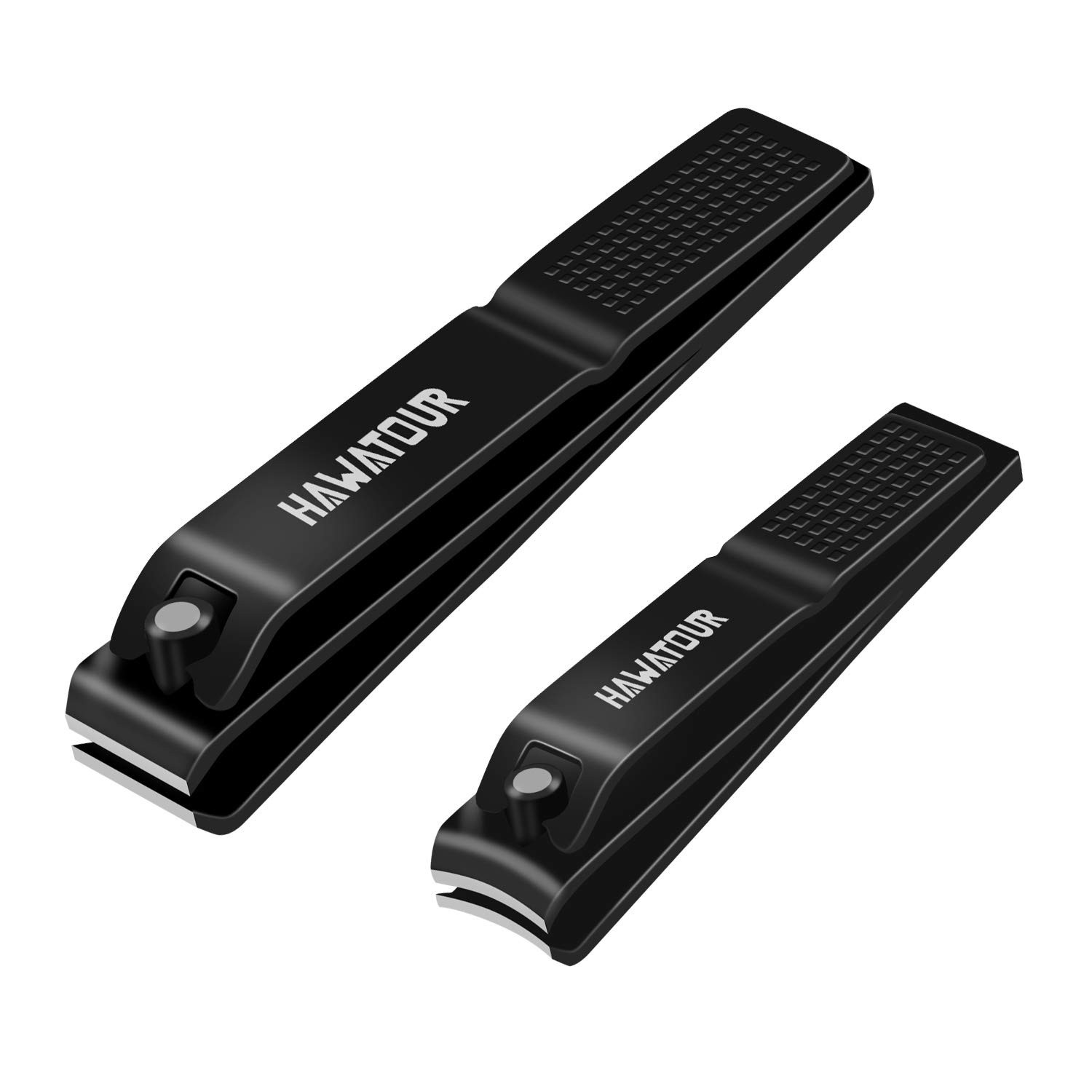 HAWATOUR Nail Clippers Set, Ultra Sharp Sturdy 2 Count (Pack of 1), Black