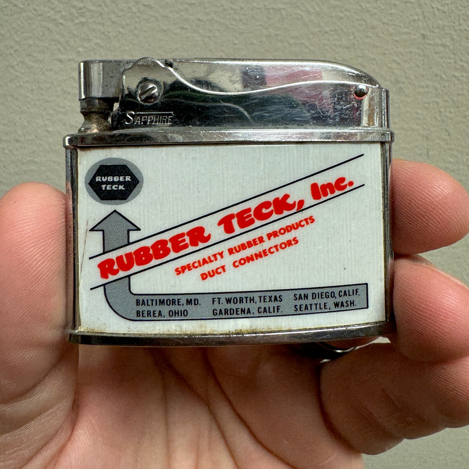 VTG Rubber Teck Rubber Products Duct Connectors Advertising SAPPHIRE Lighter