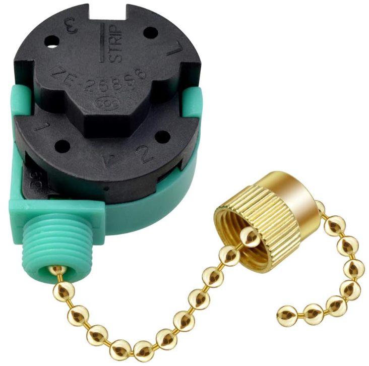 3 Pack Ceiling Fan Switch 3 Speed 4 Wire Zing Ear ZE-268S6 Fan Pull Chain Switch