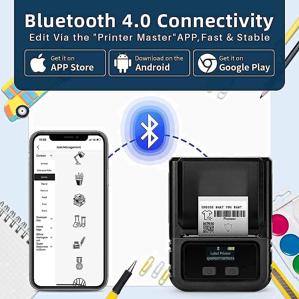 Label Printer M120 Label Maker Barcode Printer Portable Bluetooth Label Maker