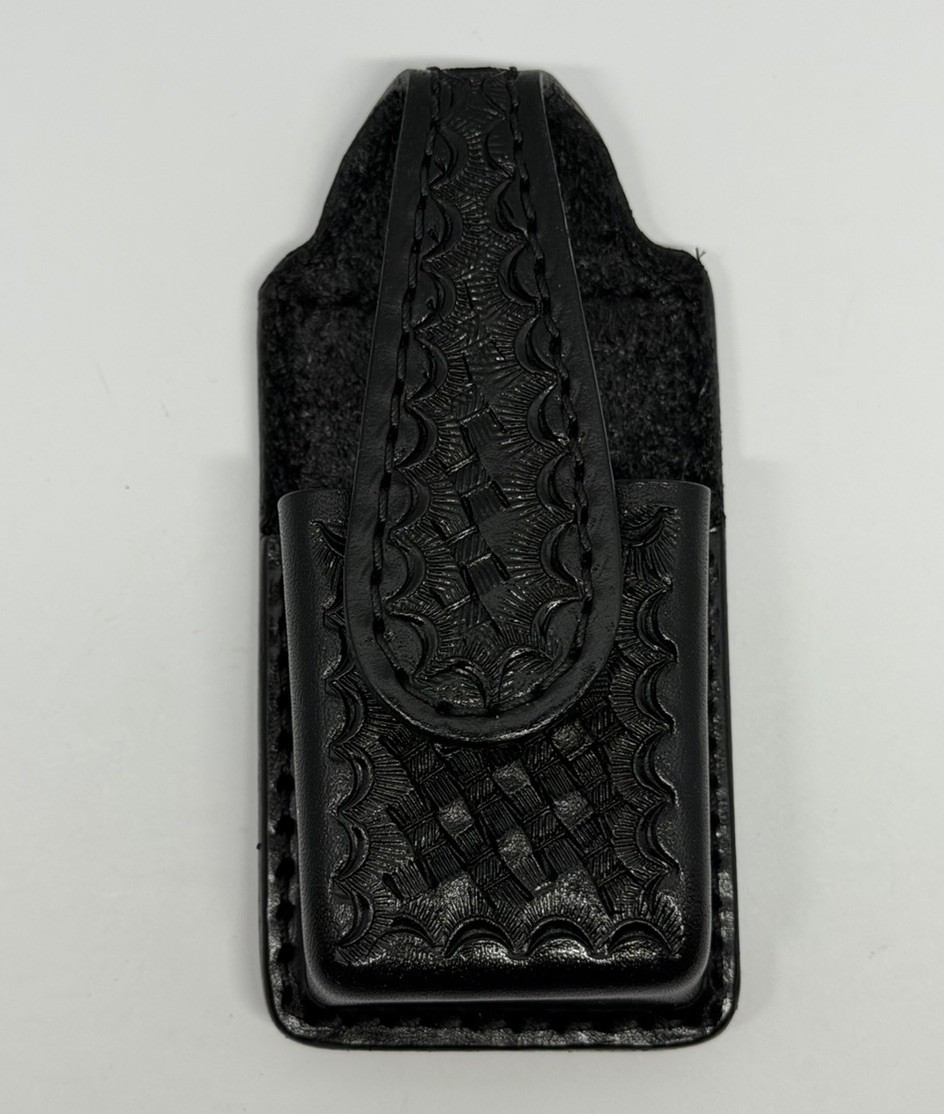Gun Leather Inc 172C-2 Leather Phone Holder Basketweave Clip On Duty Belt NOS