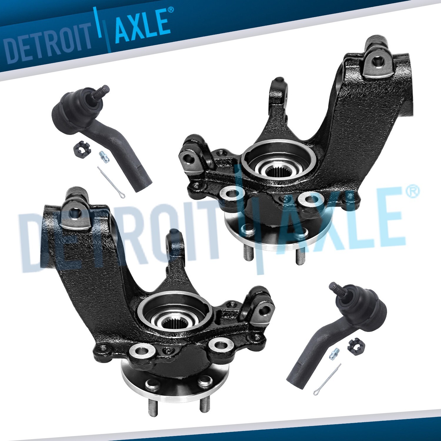 Front Steering Knuckles Hub Bearing Outer Tie Rods for 2012-2018 Ford Focus 2.0L