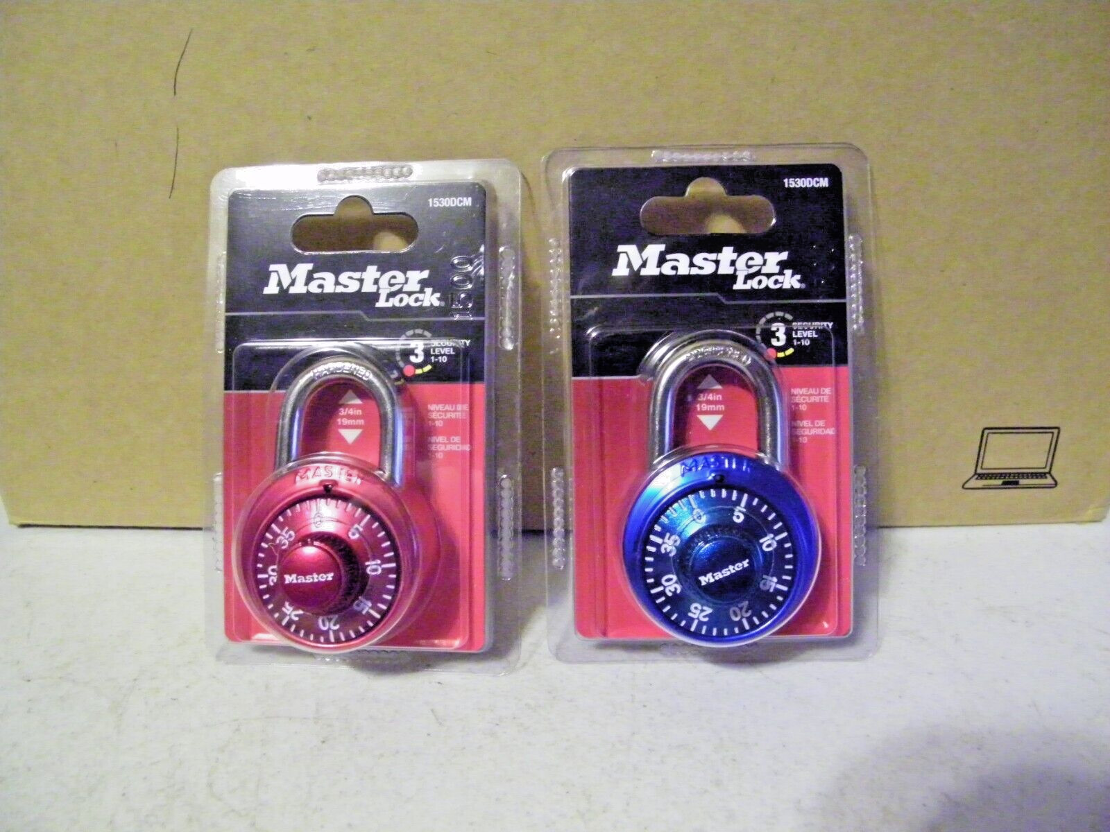 NEW BLUE/RED Master Lock 1530DCM Combination Padlock, Cut Resistance