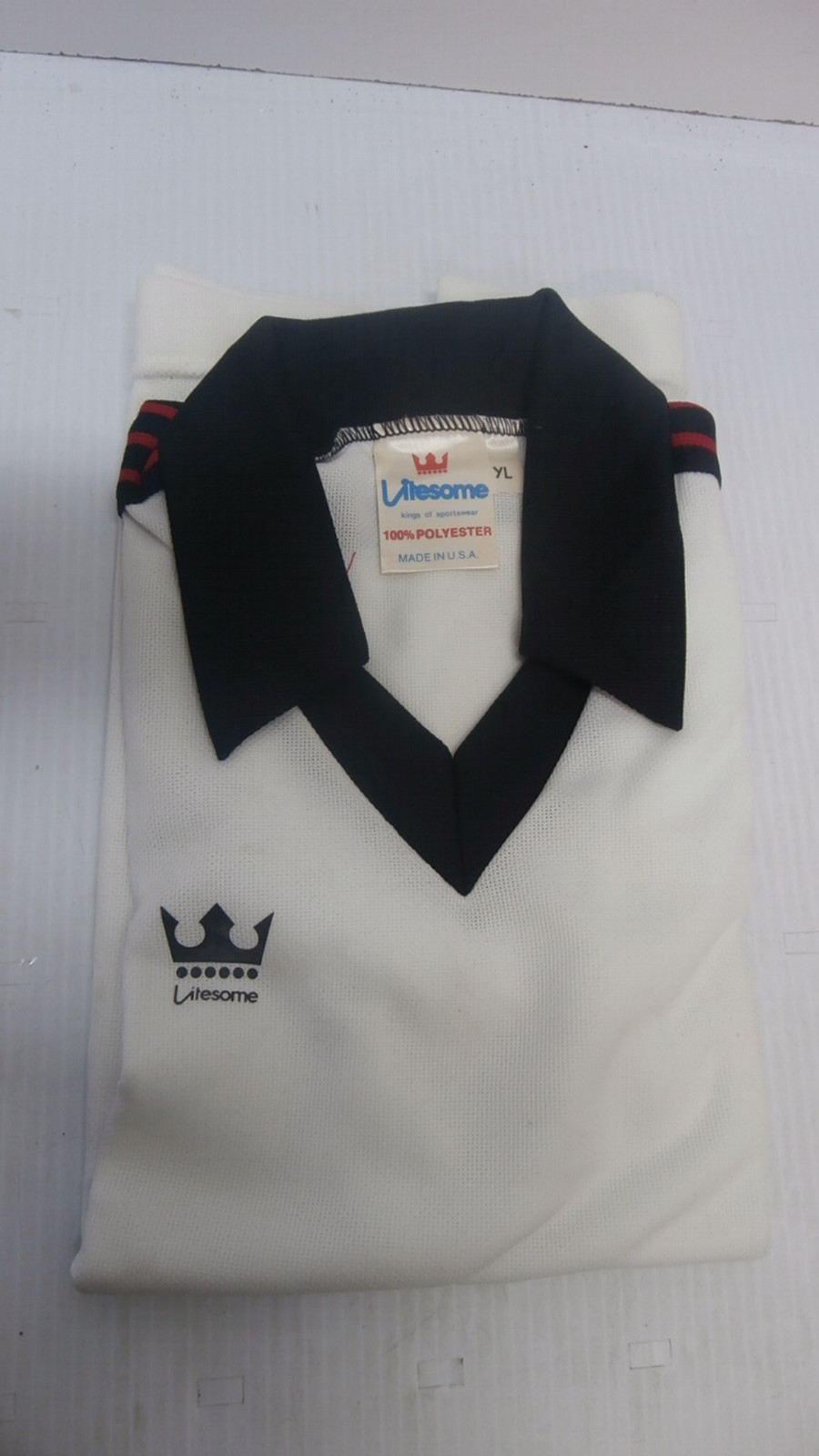 Vintage Litesome Soccer? Jersey Black & White King of Sportswear, Youth Large