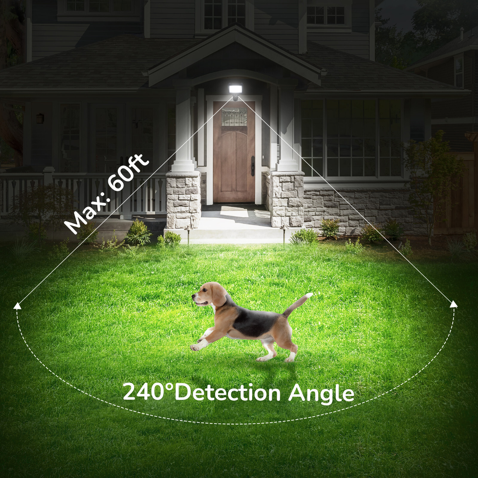 EDISHINE Motion Sensor, Automatic Dusk to Dawn,Detection Range,Brown,Floodlight
