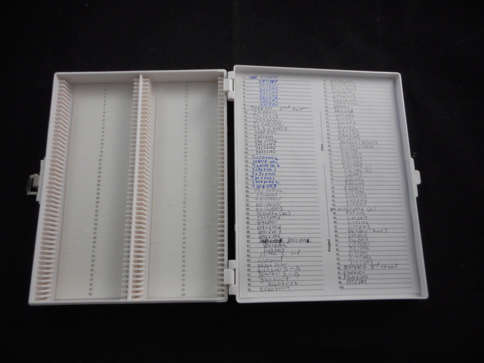 HEATHROW Plastic 100 Place Premium Microscope Slide Box Foam Lining C