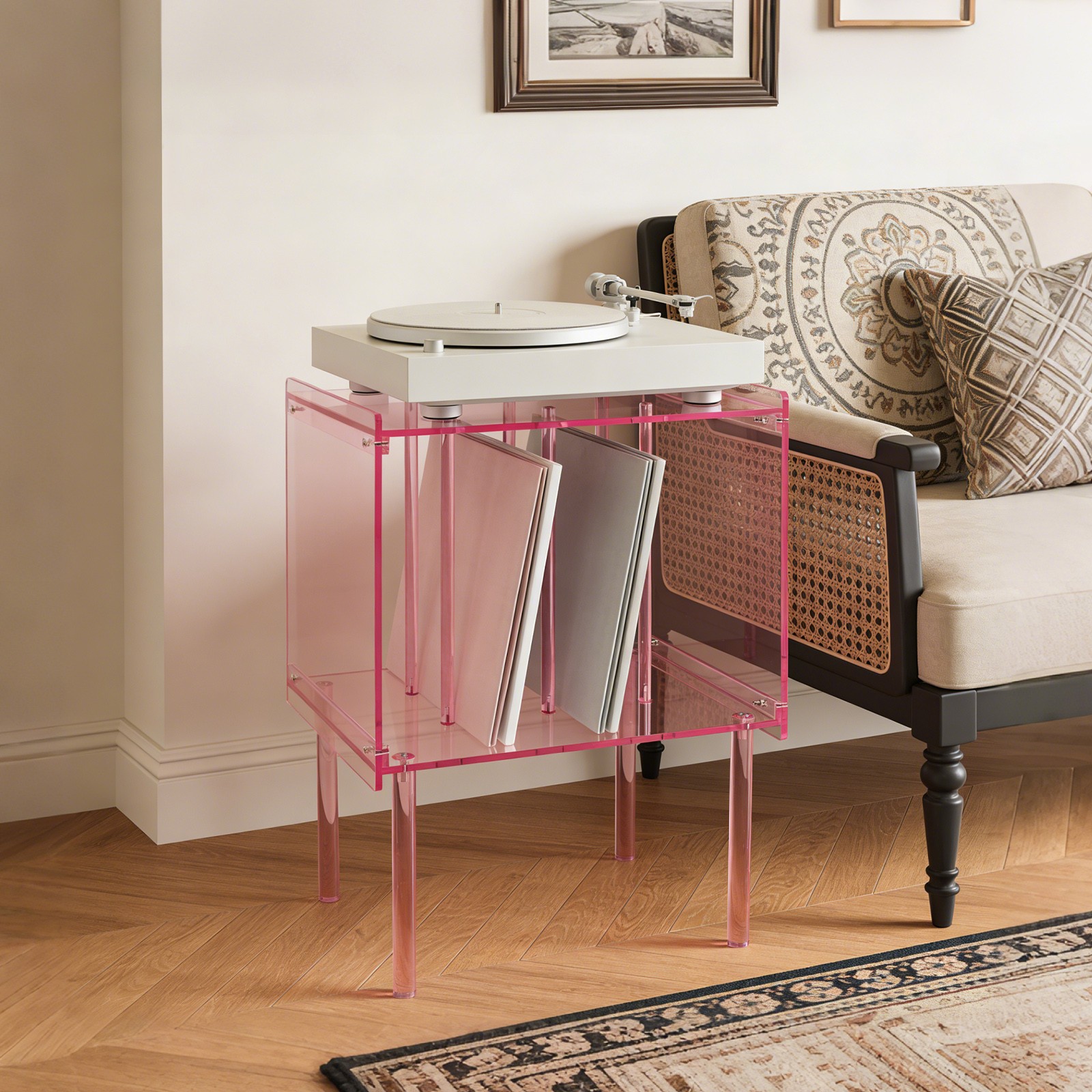 Acrylic Side Table Acrylic Record Player Stand Record Player Stand with Storage
