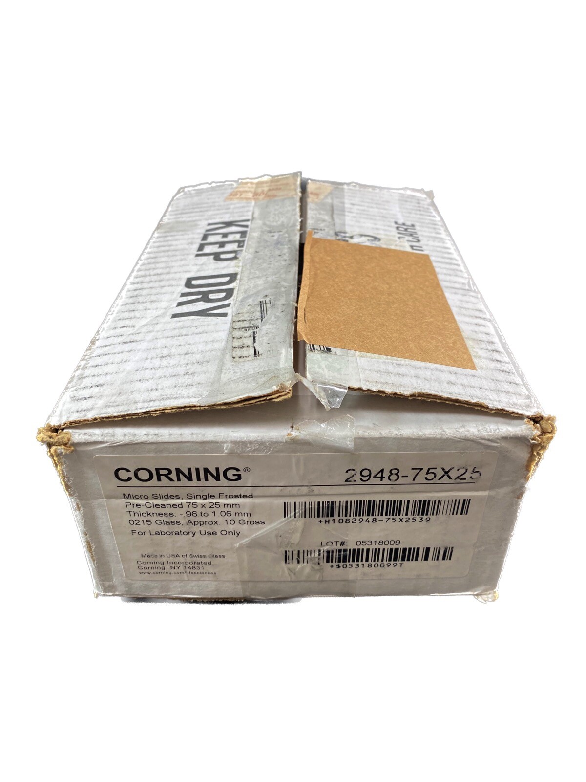 CORNING 75x25 mm Microscope Slides Frosted One Side One End 2948-75X25 (5 gross)