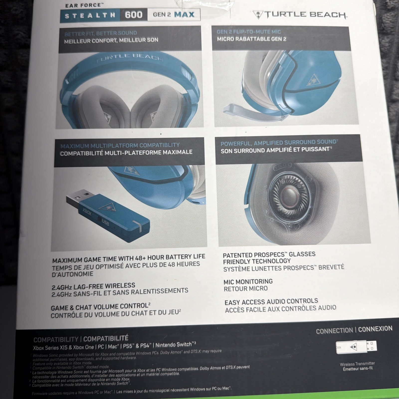 Turtle Beach Stealth 600 Gen 2 MAX Wireless Headset Grey Aqua Multiplatform New