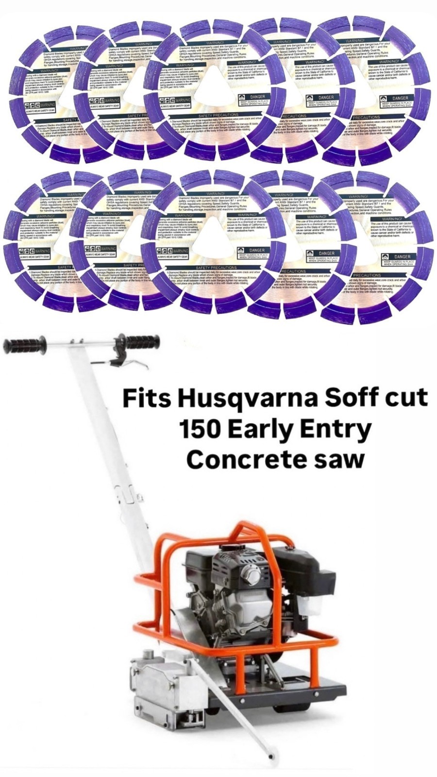 6'' Purple early entry green concrete diamond blade Husqvarna Soff-Cut 150 10pk