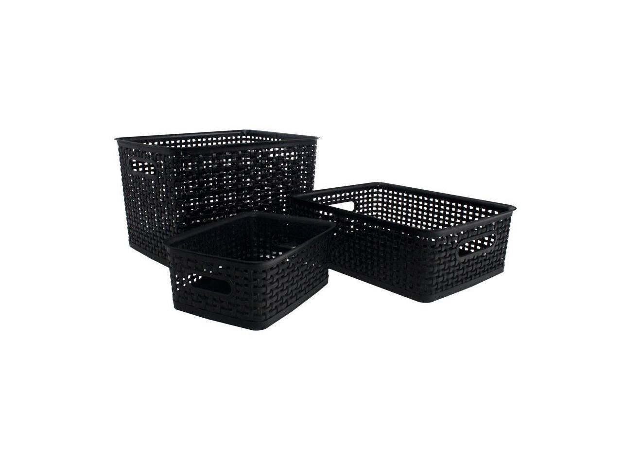 Advantus Plastic Weave Bin Medium 14" x 10.5" x 4.63" Black 36003
