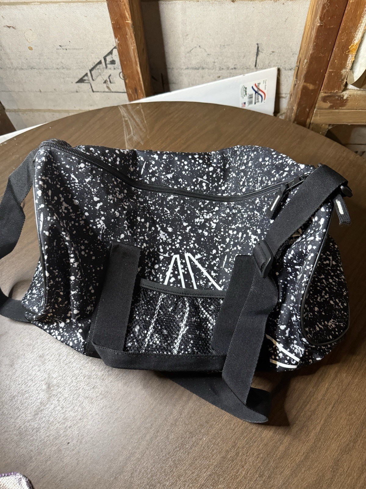 Reebok Gym Bag Black With White Splatter