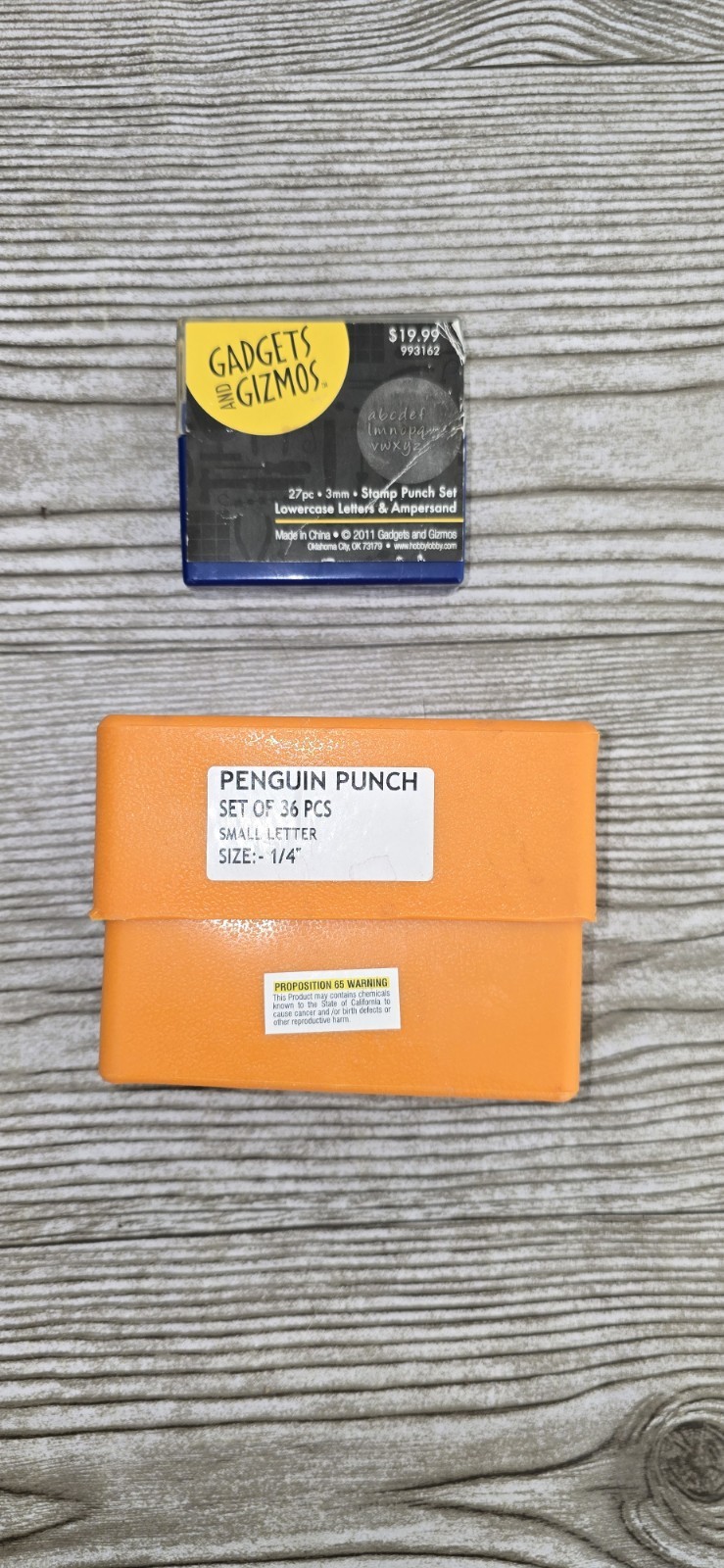 Lot of 2 Letter Stamp Punch Sets Penguin Punch 1/4" & Gadgets Gizmos 3mm...