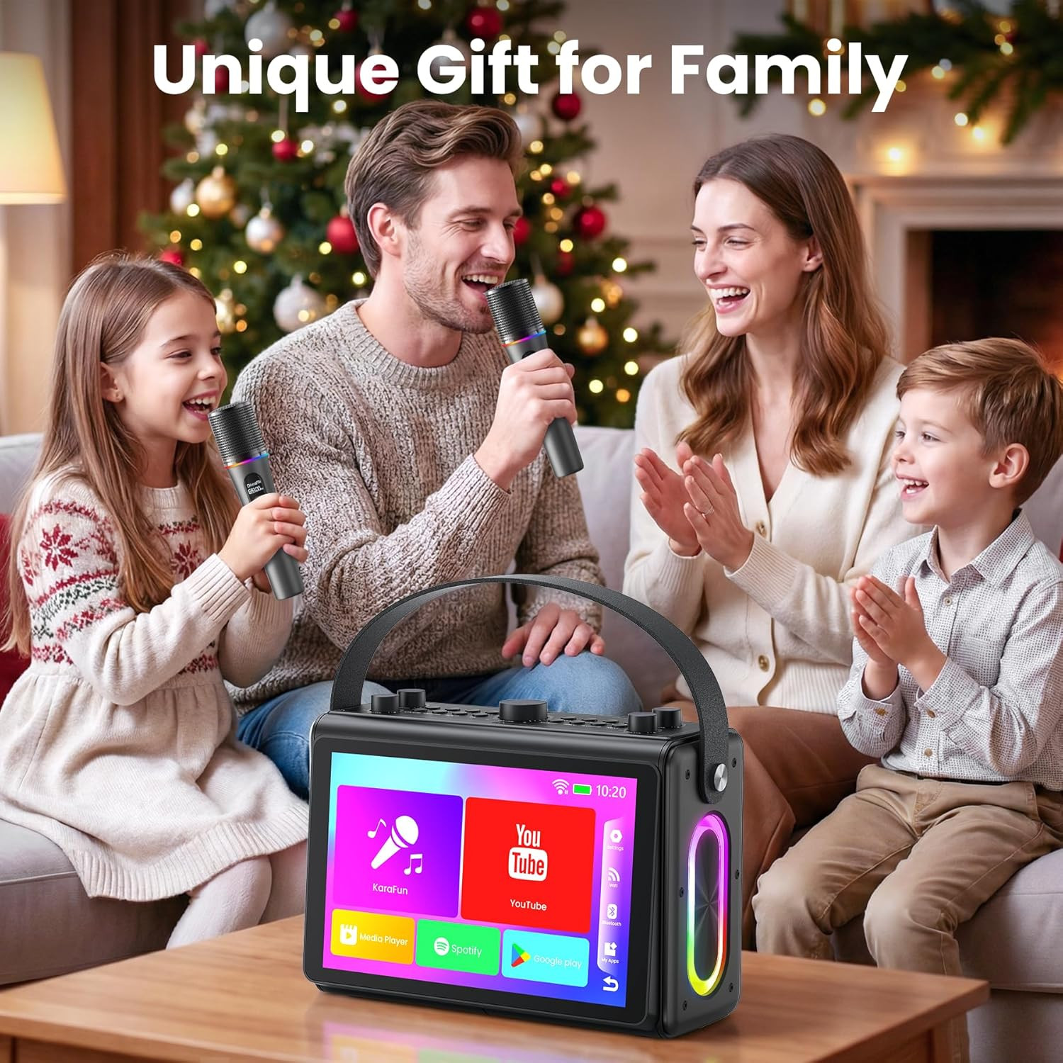Portable Karaoke Machine with 10.1" HD Screen & 2 Wireless Microphones