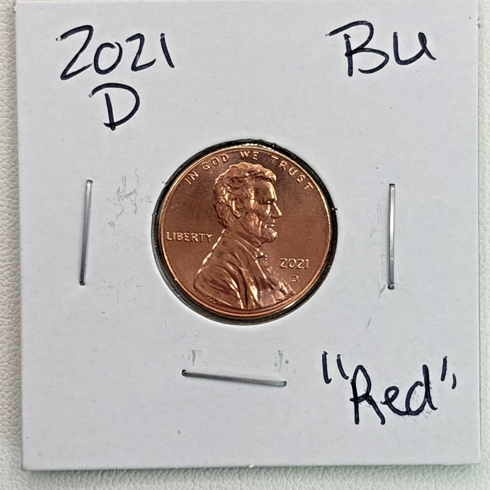 2021-D BU (Brilliant Uncirculated) RD (Red) Lincoln Head Shield Cent Penny
